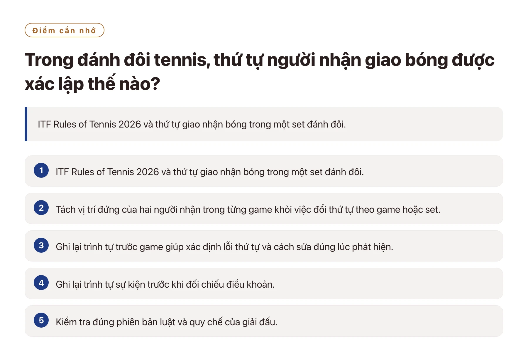 Trong đánh đôi tennis, thứ tự người nhận giao bóng được xác lập thế nào?——全文要点速览